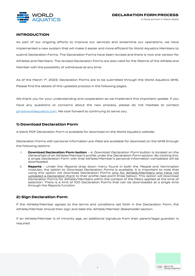 Declaration Form Process screenshot