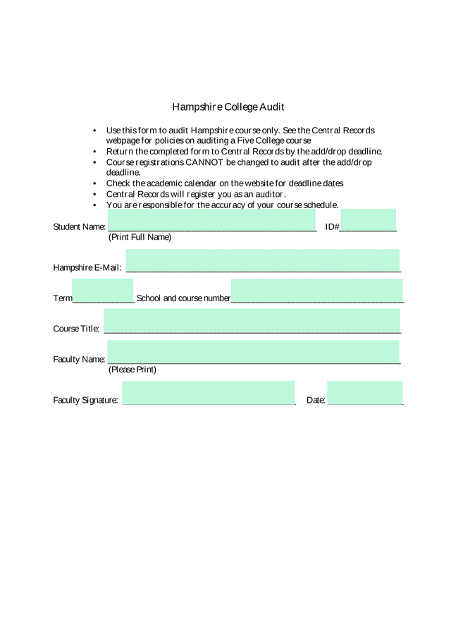 Hampshire College Audit screenshot