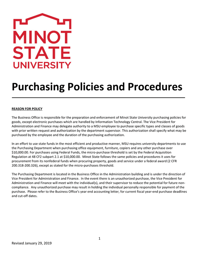 Purchasing Policies And Procedures screenshot