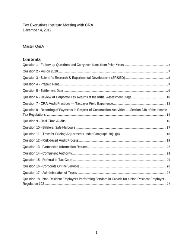 Tax Executives Institute Meeting With CRA screenshot