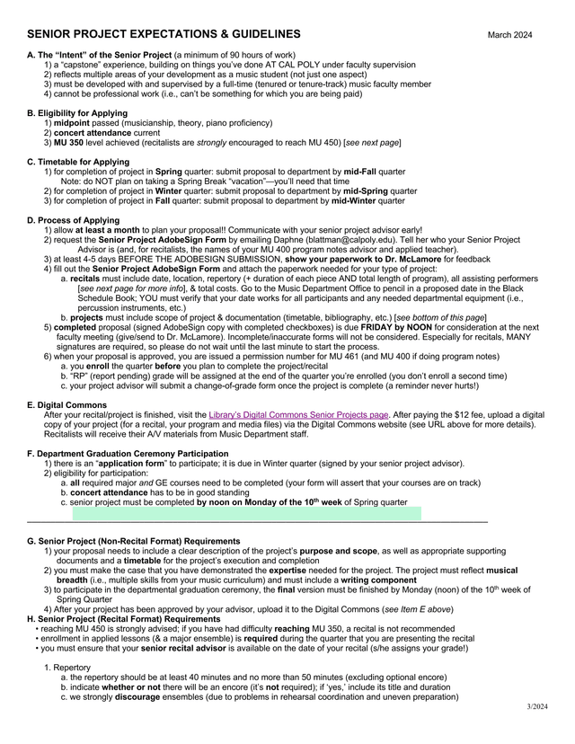 Senior Project Expectations  Guidelines screenshot