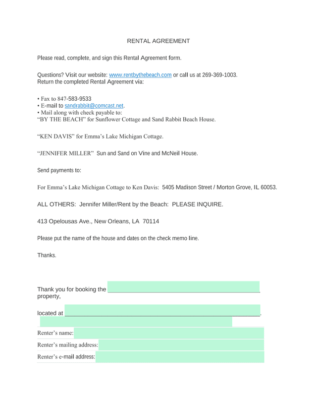 Rental Agreement screenshot