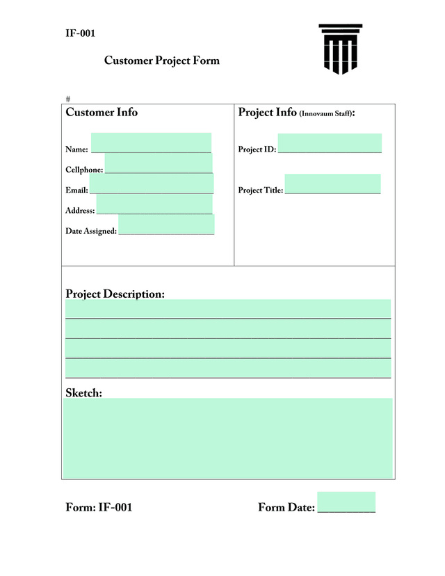 IF 001 Customer Project Form screenshot