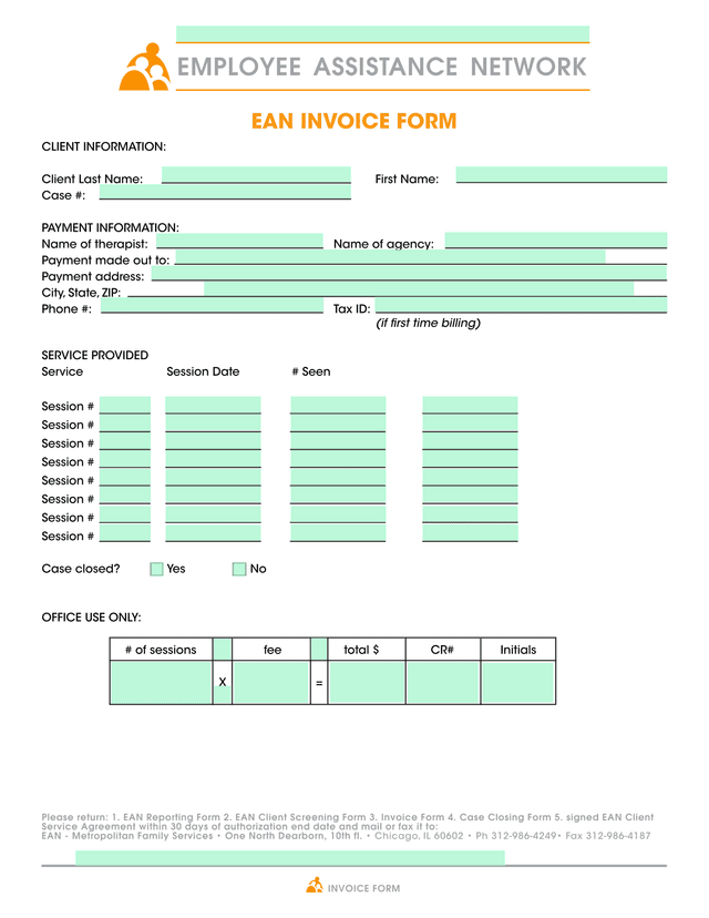 EAN INVOICE FORM screenshot