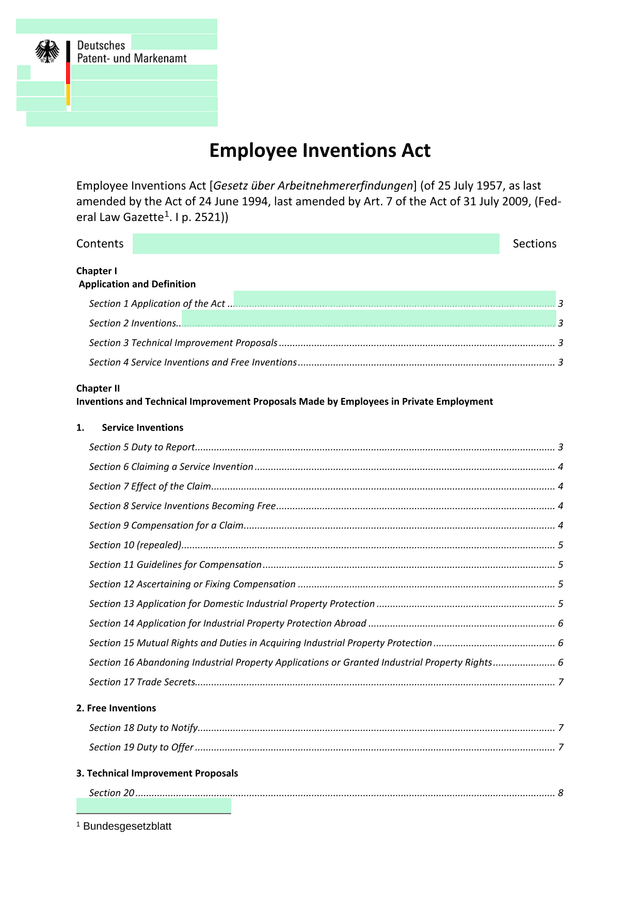 Employee Inventions Act screenshot