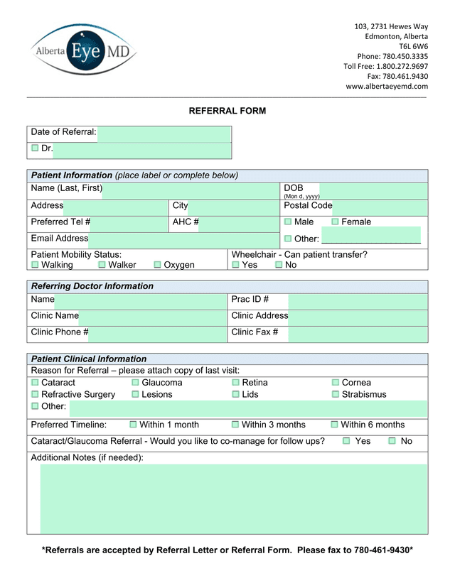 REFERRAL FORM screenshot