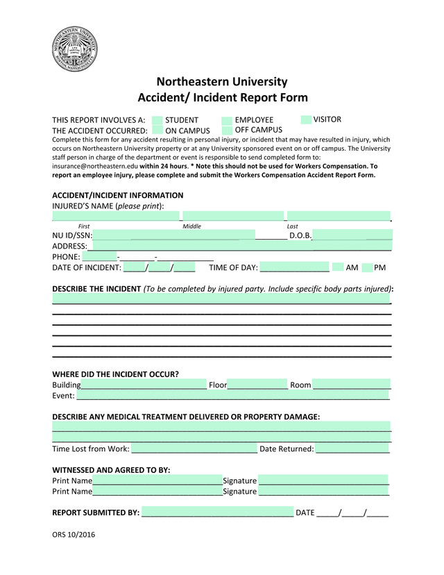 AccidentIncident Report Form screenshot