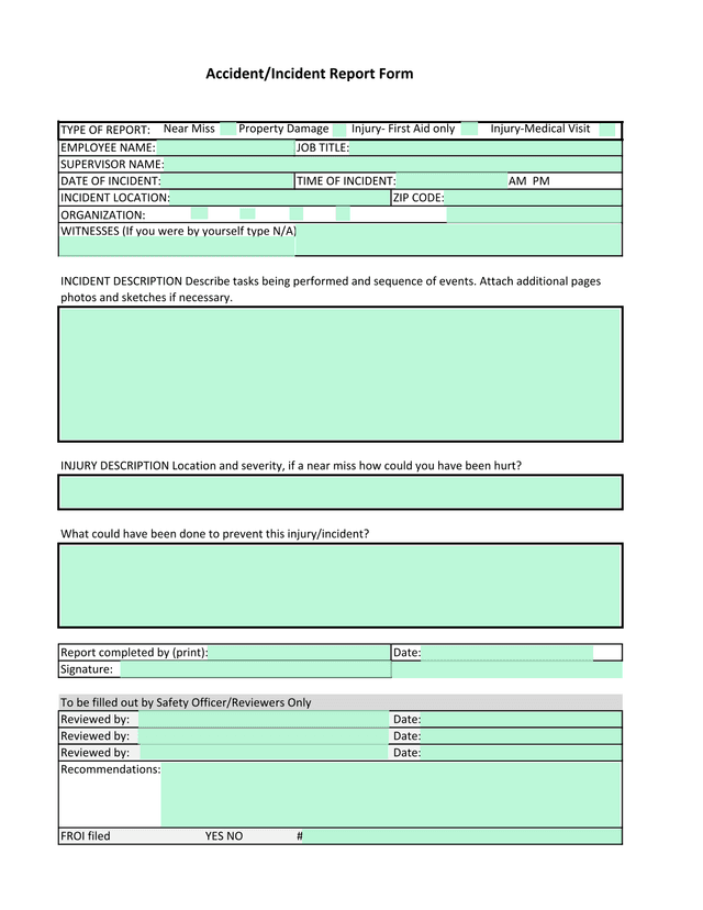 AccidentIncident Report Form screenshot