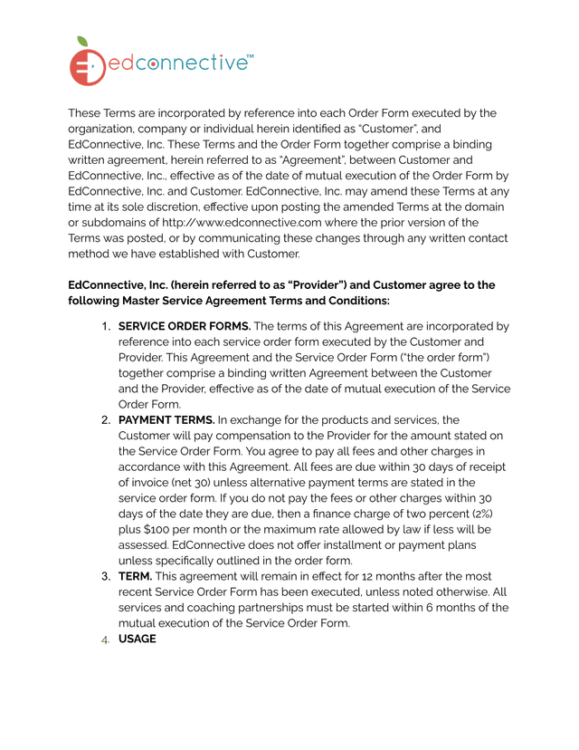 Master Service Agreement Terms And Conditions screenshot