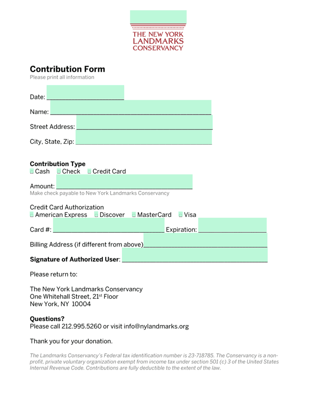 Contribution Form screenshot