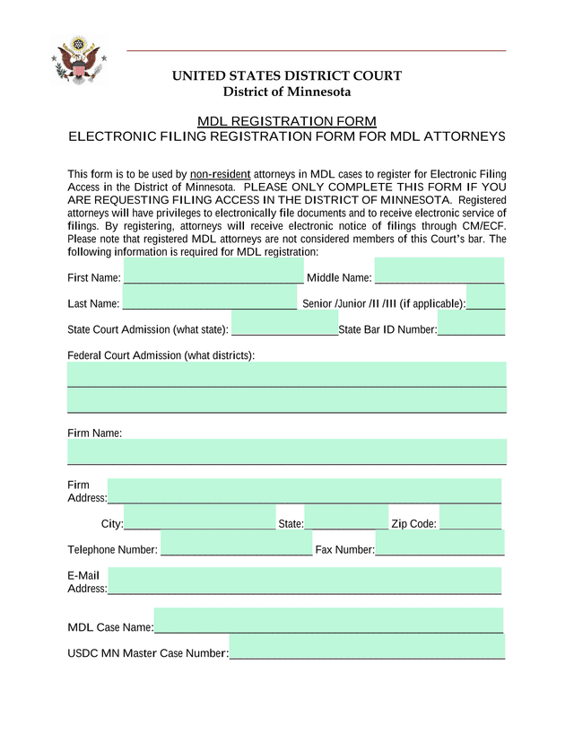 MDL Registration Form screenshot