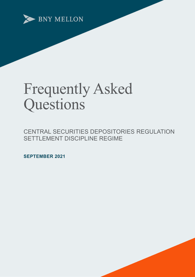 Frequently Asked Questions Central Securities Depositories Regulation Settlement Discipline Regime screenshot