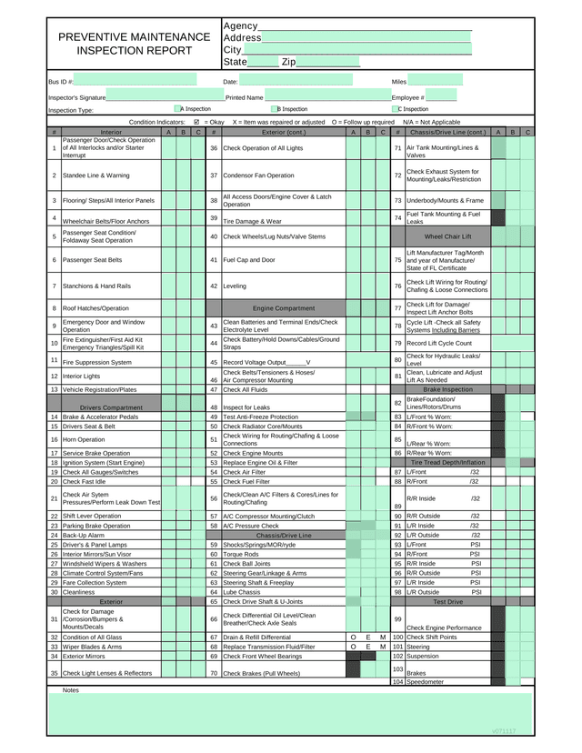 Vehicle Inspection Checklist screenshot