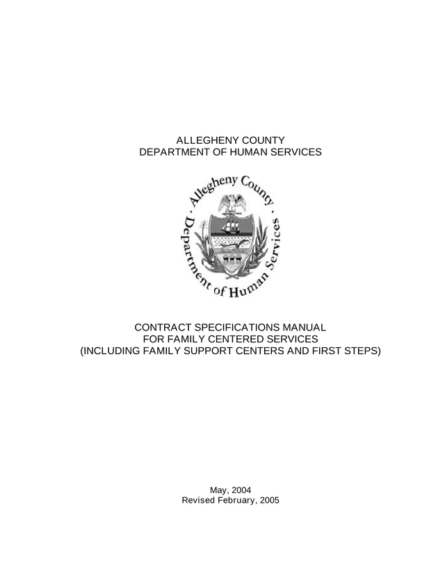 Contract Specifications Manual For Family Centered Services screenshot