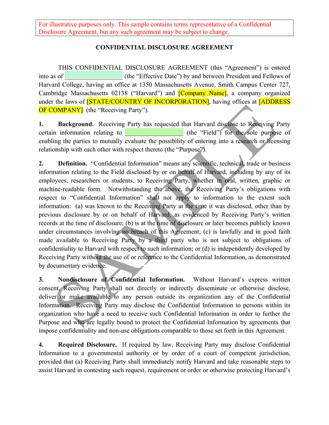 Confidential Disclosure Agreement screenshot
