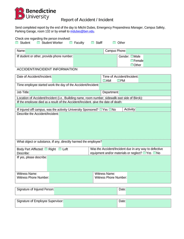 Report Of Accident  Incident screenshot