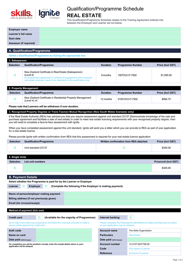 QualificationProgramme Schedule   Real Estate screenshot