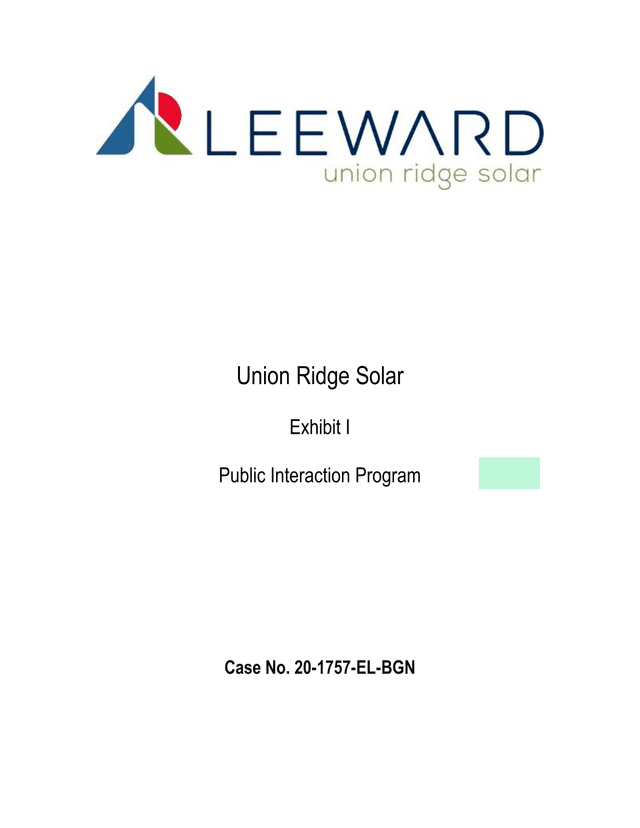 Union Ridge Solar Public Interaction Program screenshot