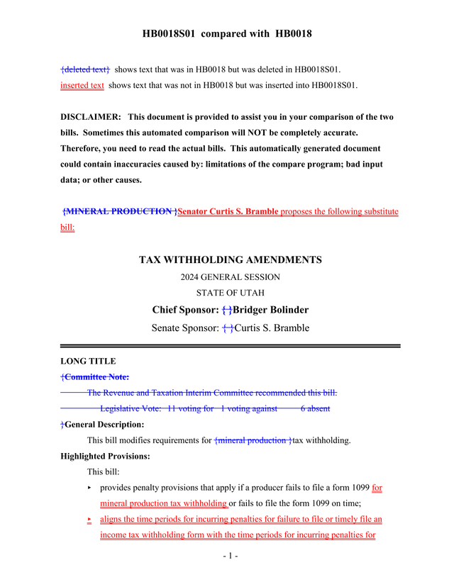 HB0018S01 Tax Withholding Amendments screenshot
