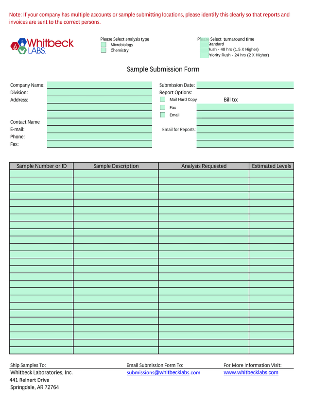Sample Submission Form screenshot