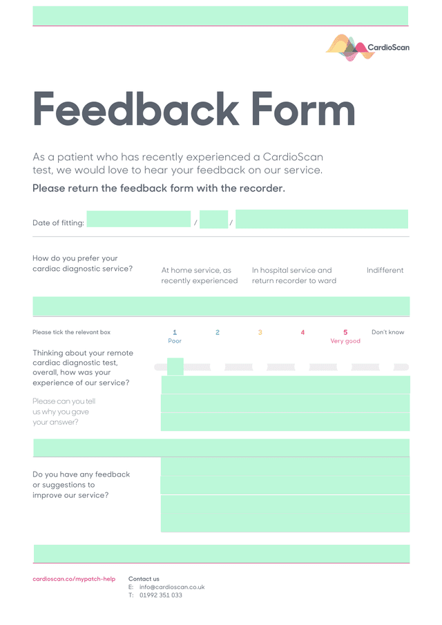 CardioScan Feedback Form screenshot