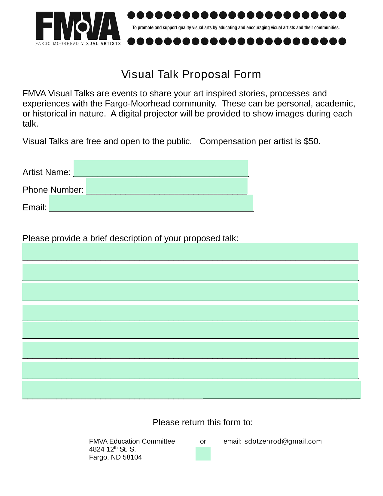 Visual Talk Proposal Form screenshot
