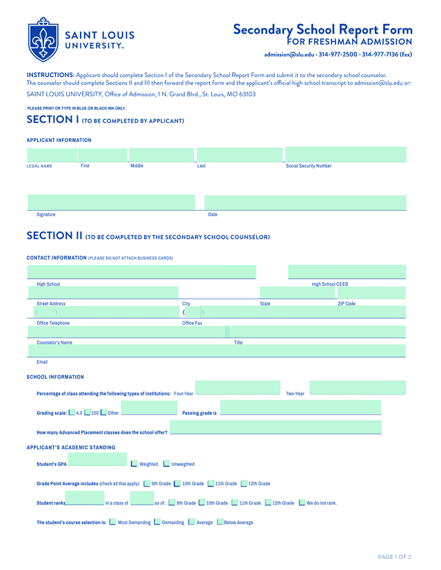 Secondary School Report Form screenshot