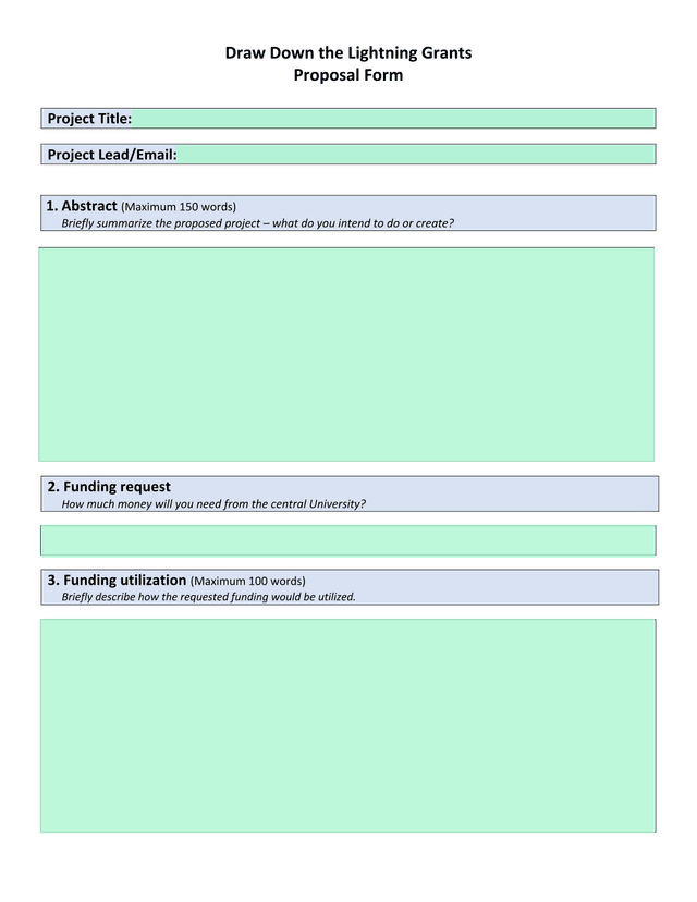 Draw Down The Lightning Grants Proposal Form screenshot