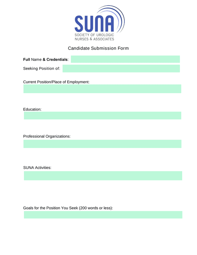 Candidate Submission Form screenshot