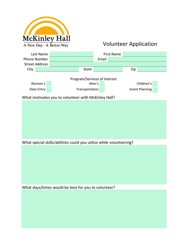 Volunteer Application screenshot