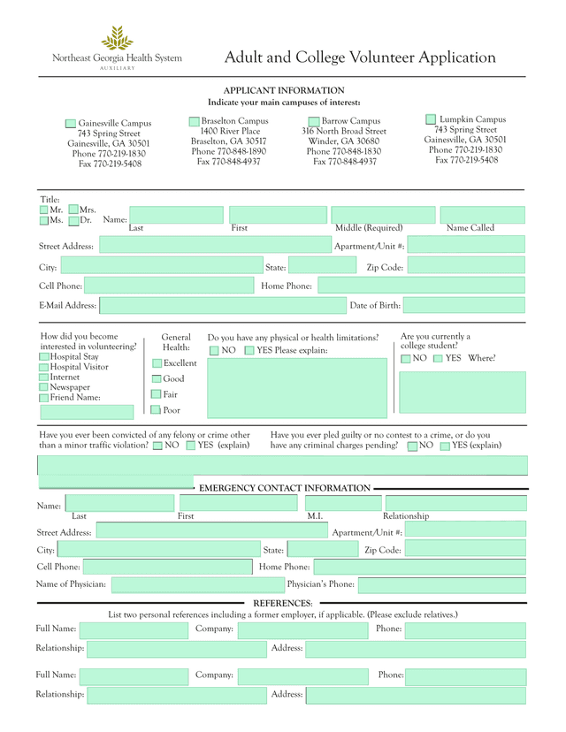 Adult And College Volunteer Application screenshot