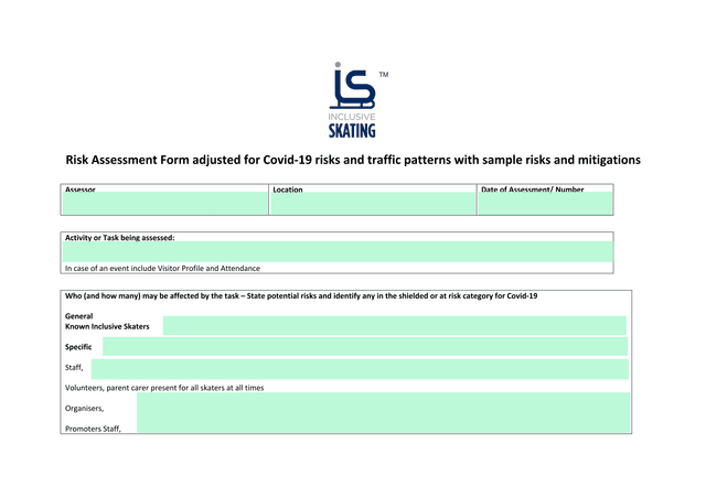 Risk Assessment Form Adjusted For Covid 19 Risks And Traffic Patterns screenshot