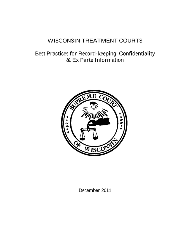 Wisconsin Treatment Courts Best Practices For Record Keeping, Confidentiality  Ex Parte Information screenshot