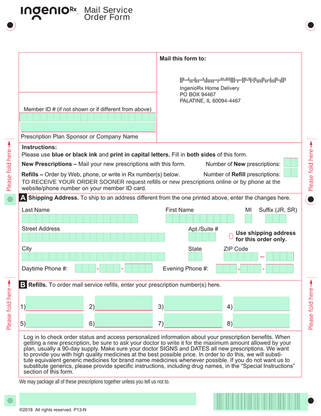 Mail Service Order Form screenshot