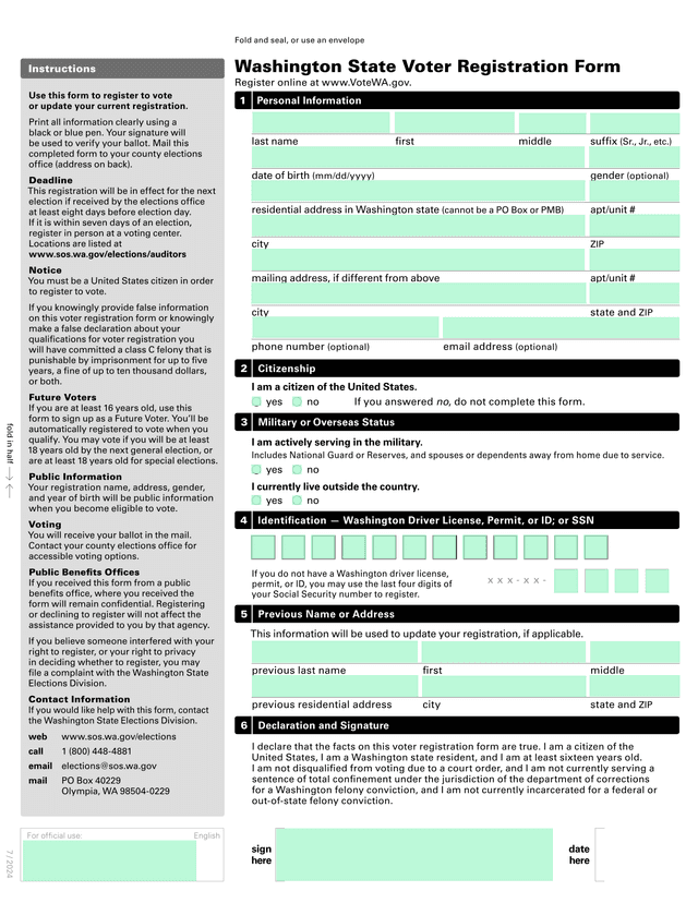 Voter Registration Form screenshot
