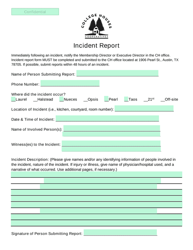 Incident Report screenshot