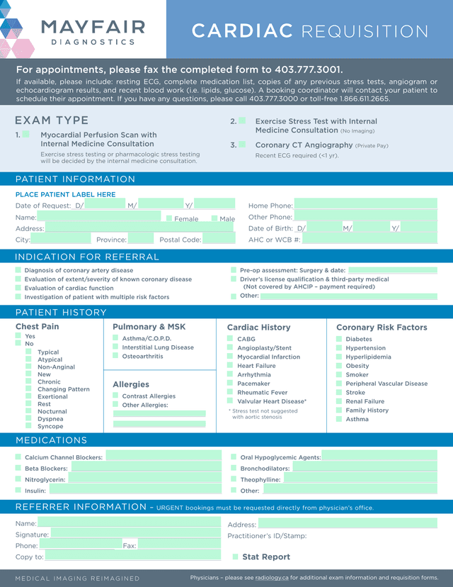 Cardiac Requisition screenshot