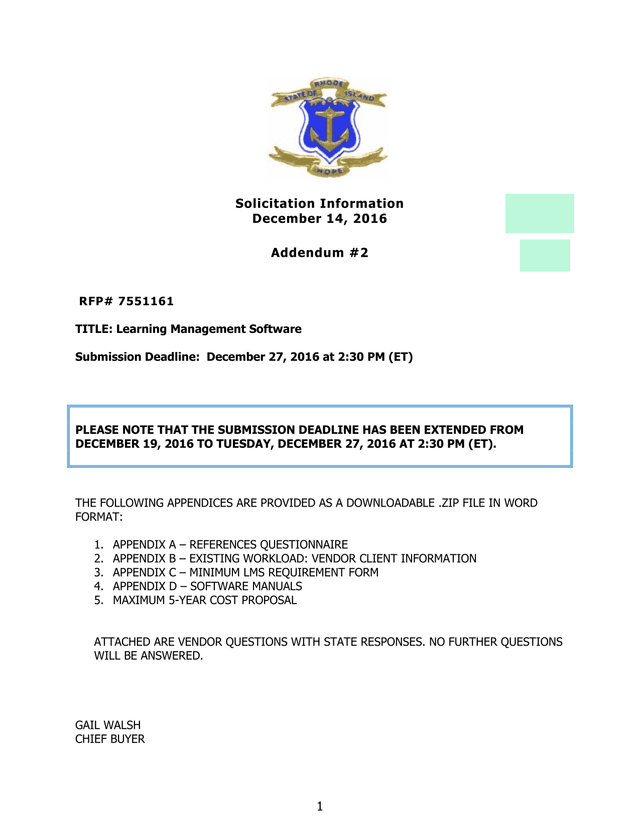 Solicitation Information   Learning Management Software RFP screenshot