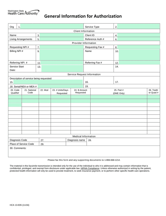 General Information For Authorization screenshot