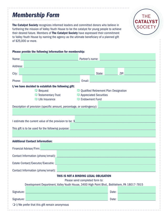 Membership Form screenshot