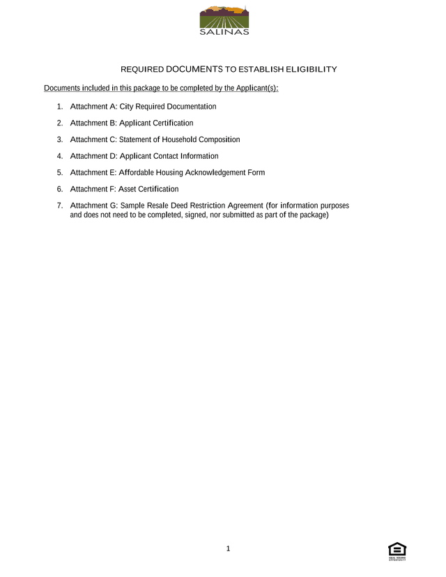 Required Documents To Establish Eligibility screenshot