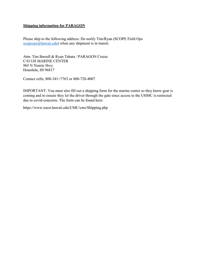 Shipping Information Form screenshot