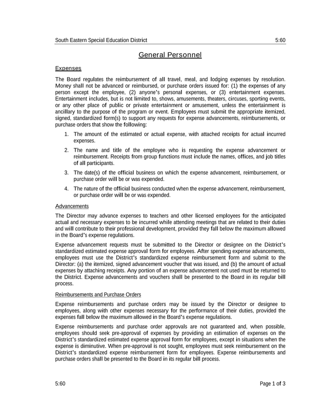 General Personnel Expenses screenshot
