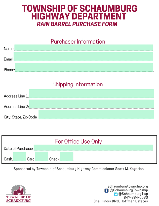 TOWNSHIP OF SCHAUMBURG HIGHWAY DEPARTMENT RAIN BARREL PURCHASE FORM screenshot