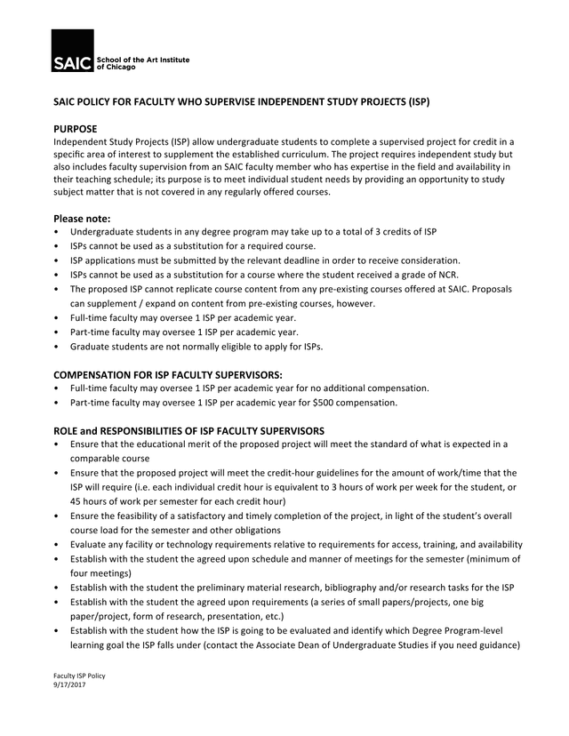 Faculty ISP Policy screenshot