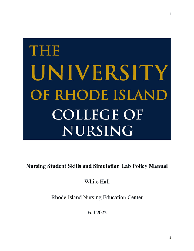 Nursing Student Skills And Simulation Lab Policy Manual screenshot