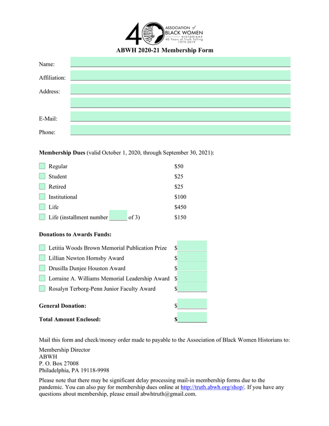 ABWH 2020 21 Membership Form screenshot