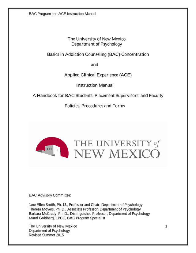 BAC Program And ACE Instruction Manual screenshot
