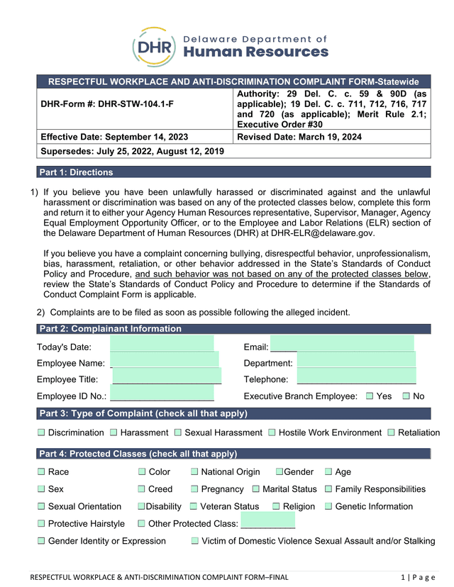 RESPECTFUL WORKPLACE  ANTI DISCRIMINATION COMPLAINT FORMFINAL screenshot