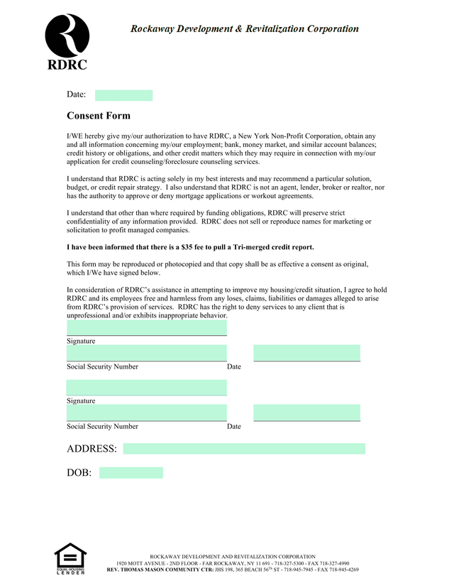 Consent Form screenshot